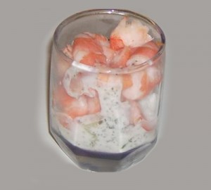 Verrine concombre crevette